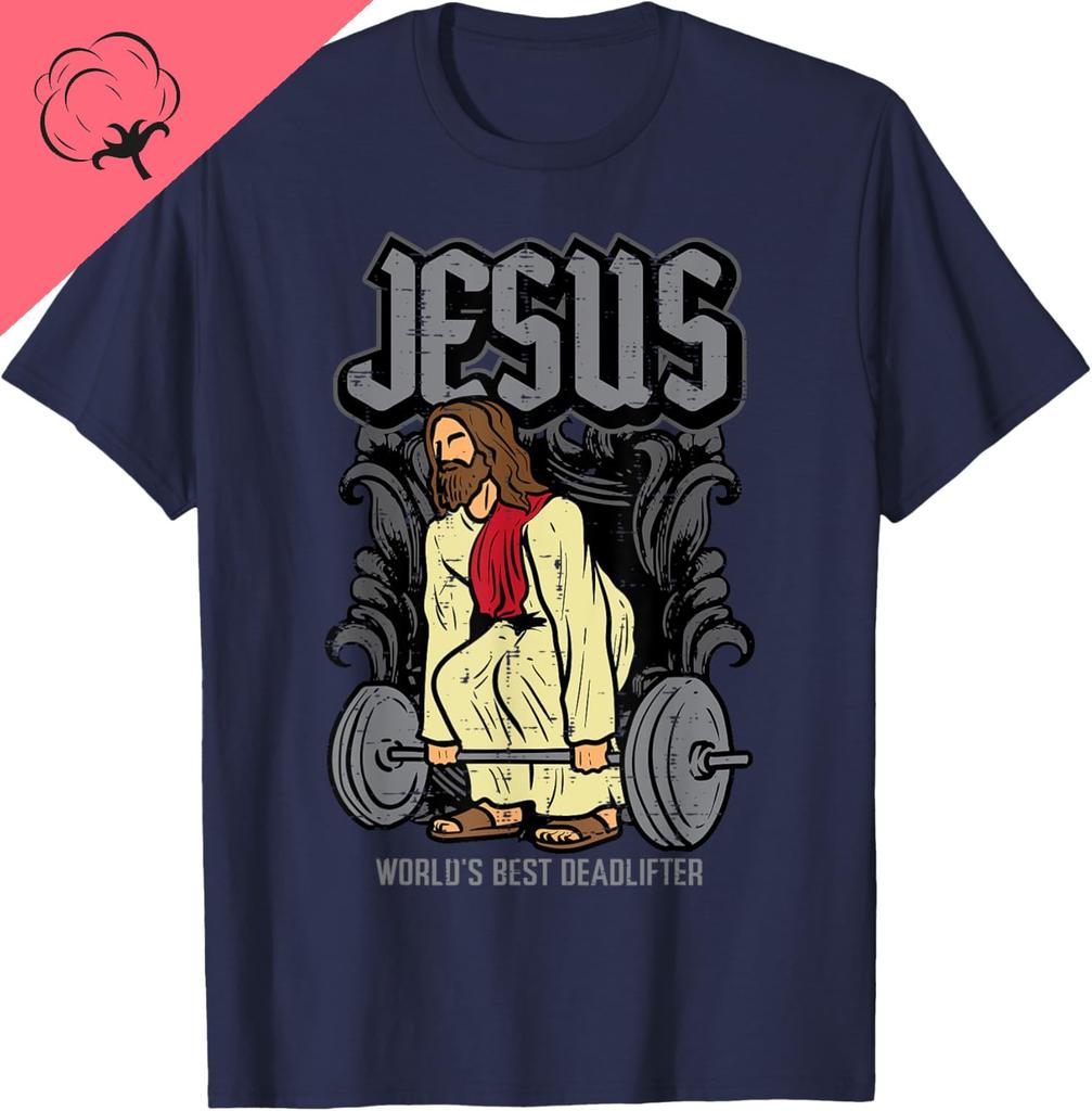 Hot Sale Camisetas Gym Jesus Worlds Best Deadlifter Christian Workout Unisex TShirt Crewneck Vintage Graphic T Shirts