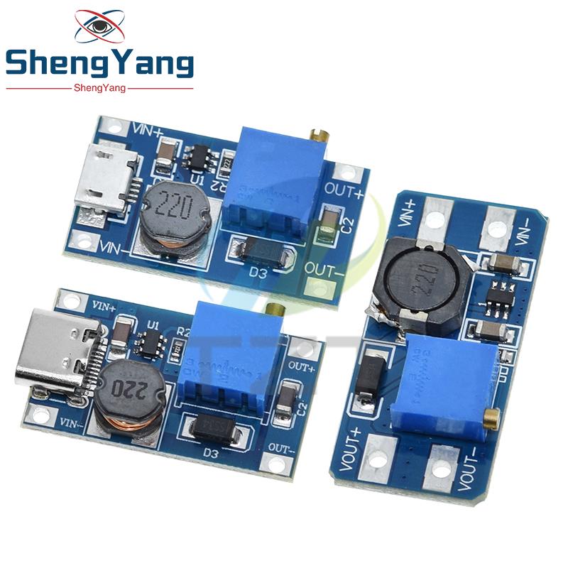 TZT MT3608 Type-c/Micro USB 2A Max DC-DC Step Up Power Module Booster Power Module 3-5V to 5V/9V/12V/24V
