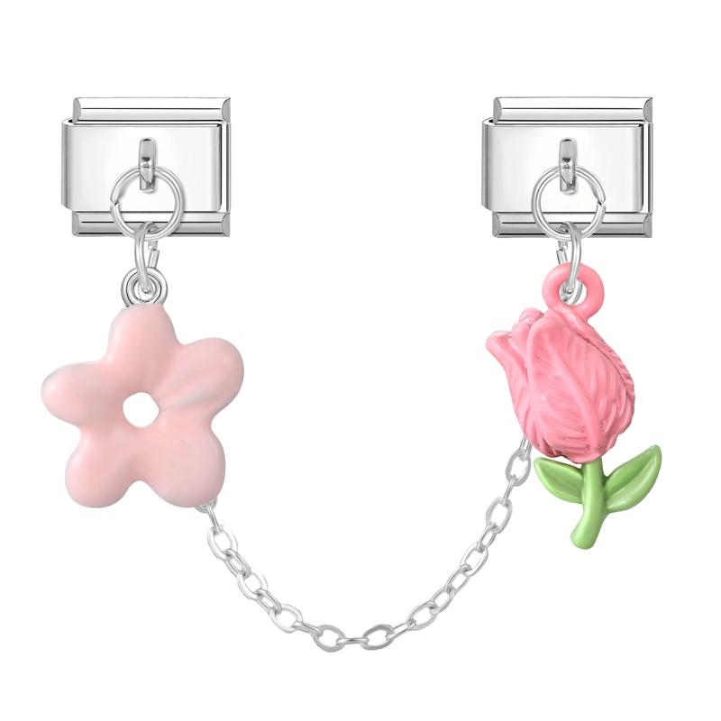 Zircon Bow Knot Moon Butterfly Star Cat Paw Tassel Chain Italian Charm Links Fit 9mm Stainless Steel Bracelet Women DIY Making