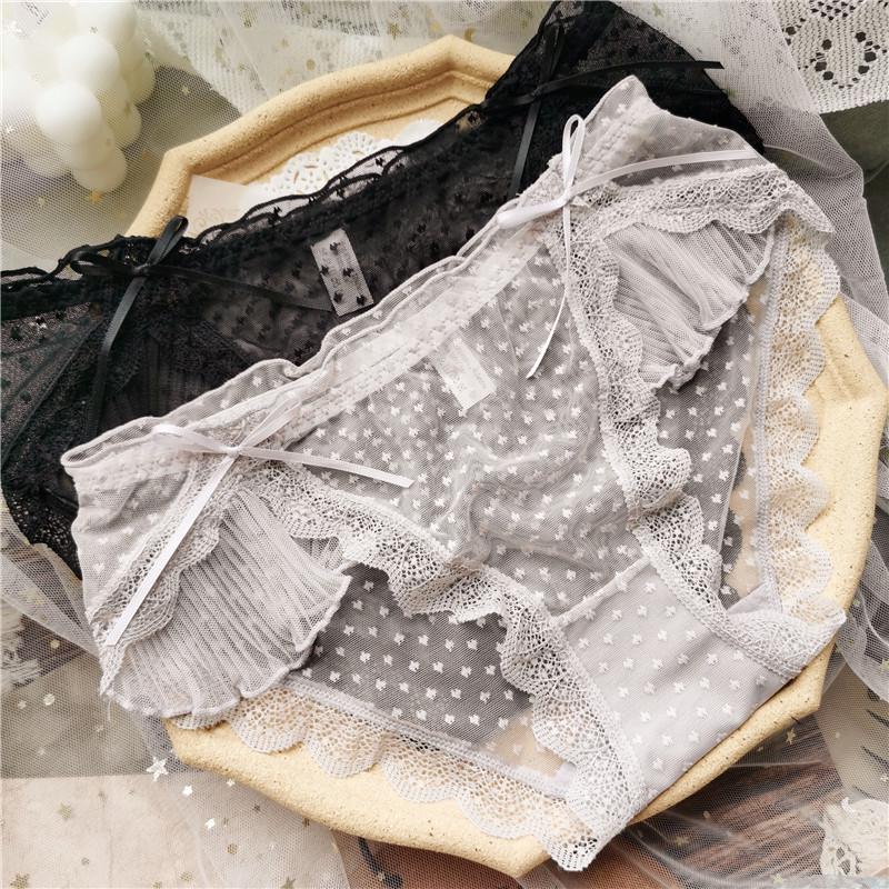 Sweet Ruffles Mesh Low-Rise Panties - Cute & Sexy with Curled Eyelash Design