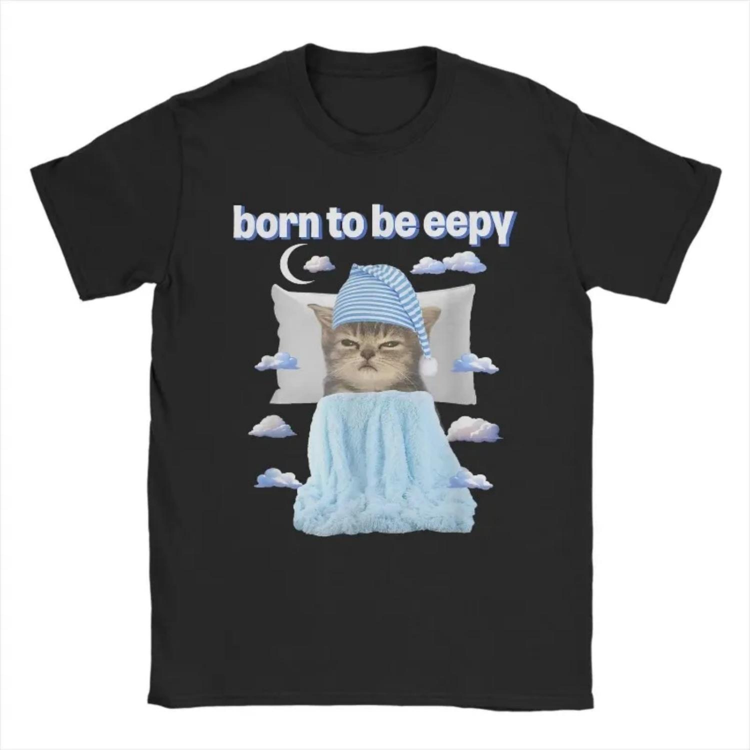 

Cat Meme T-Shirt Eepy Cat Sleepy Awesome Tee Shirt Short Sleeve T Shirts Round Neck Clothing Gift Idea 2025 T-Shirts S чёрный