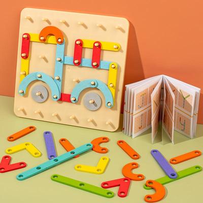Wooden Pegboard Puzzle for Kids: Geometric Shape Matching & Early Education Toy