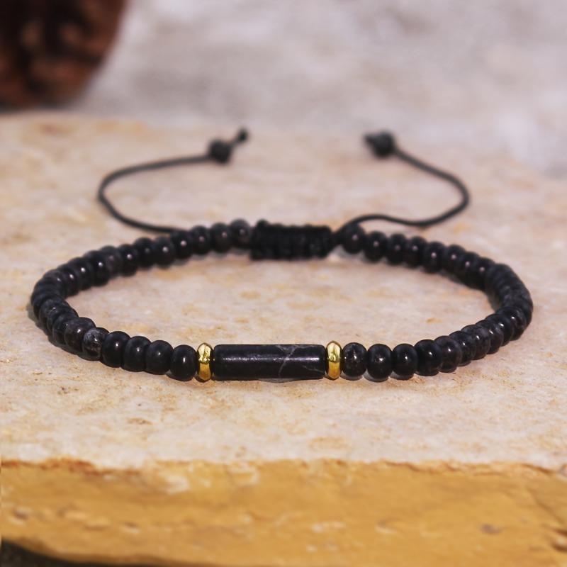 Jednowarstwowa pleciona bransoletka z królewskimi kamieniami szlachetnymi, naturalny luksus, unikalny minimalistyczny design modowy