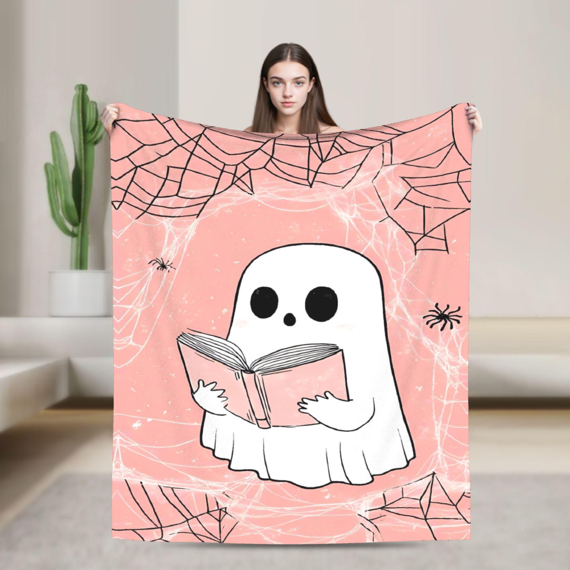 

Ghost Reading Blanket Quality Warm Soft 2025 New Halloween Throw Blanket Winter Kid Adult Couch Chair Sofa Bed Fashion Bedspread 75x90cm