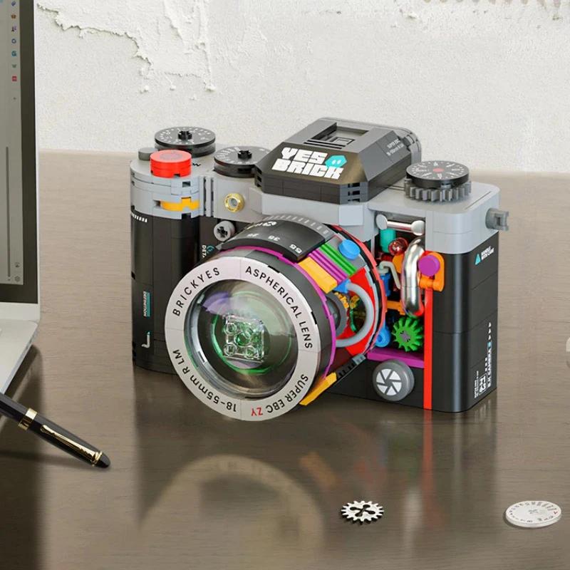Retro Camera Series Building Blocks Mini Brick Retro Desktop Ornament for Students Model Toy Kids Birthday Graduation Gifts Set