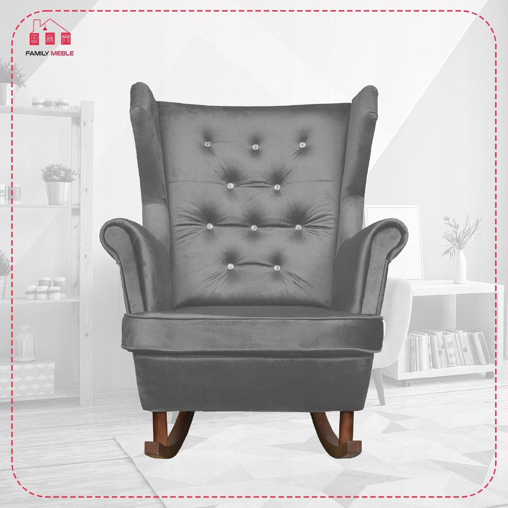 Diana Rocking Chair, Scandinavian, Family Meble, Grey Crystals