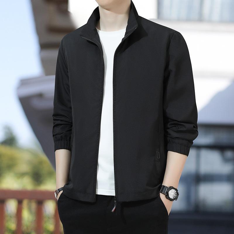 New Jacket Men's Thin Stand-up Collar Jacket Youth Jacket Zipper Jacket Business Jacket Top Jacket