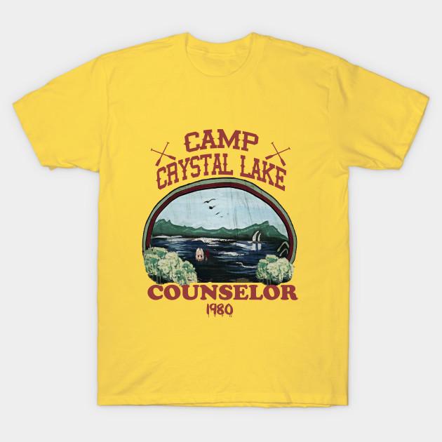 Men Black Print T-shirt Crystal Lake Camp Counselor No-Cut Transfer Paper Print Cotton Tshirt 2XL жёлтый