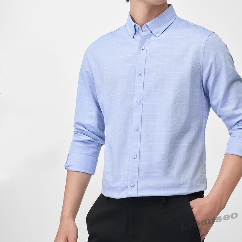 New 100% Pure Cotton Striped Shirt For Men's Long Sleeve Casual Regular Fit Soft Comfortable Business Social Shirts Men Clothing