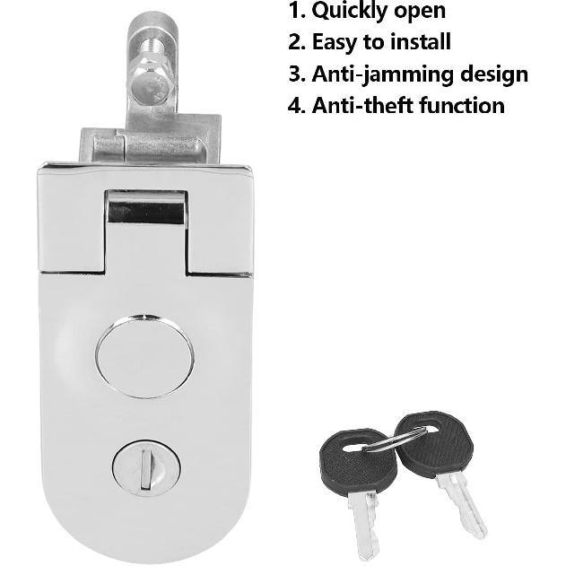 RV Door Lock Trailer Entry Door Lock Compression Latch Powder Coated Zinc Alloy Antirust for Motorhome Yacht