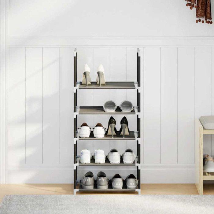 Étagère à chaussures - VIDAXL - 5 niveaux - Tissu non tissé - Noir - 44x28x94 cm