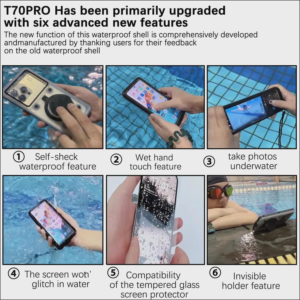 Waterproof Self-Checking Phone Case for 6.9-Inch Apple, Huawei, Samsung, OPPO, VIVO, and Xiaomi Models