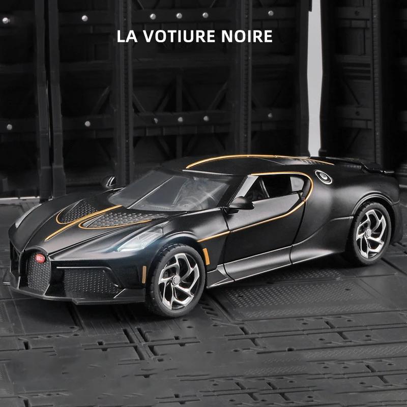 

1:24 Bugatti Голос Ночи Модель автомобиля Литые игрушечные транспортные средства Металл Высокая симуляция Звук и свет Коллекция детский подарок чёрный