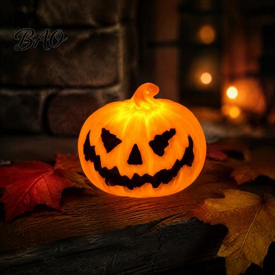 Seasonal Store Display Halloween Pumpkin Night Light, Decorative LED Ghost Lantern, Lighted Face Figurine Funny Gift for Home Party Desktop