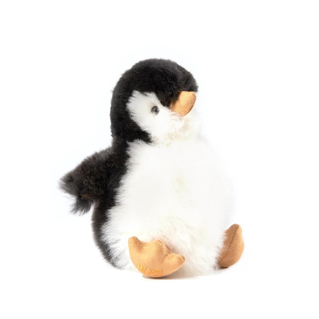 INJOI Plush Animal, Natural Alpaca Fur, Rare, Fluffy, Handmade, Cute, Perfect Gift for Anniversaries and Special Occasions (Penguin, 22cm, Black,