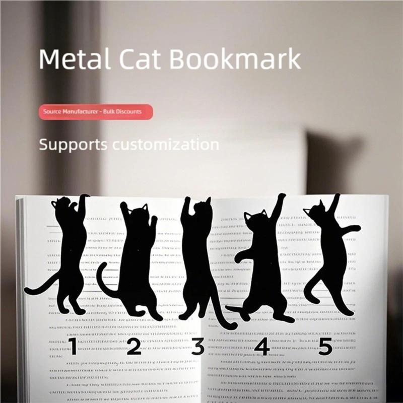 5Pcs Kitten Themed Metal Bookmarks Rustproof Iron Bookmarks Page Markers For Notebook Novel Journal Planner Scrapbooking