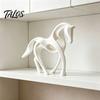 Artistic Horse Figurine 3D Printed Abstract Statue, Minimalist Hollow White for Shape Decor Desk Decor, Animal Ornament Home Living Room
