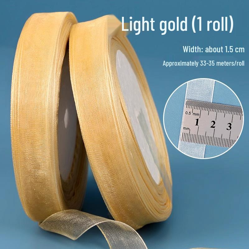 1.5cm Transparent Snow Yarn Ribbon for Gift Wrapping, DIY Crafts, Hair Accessories, and Chiffon Projects.