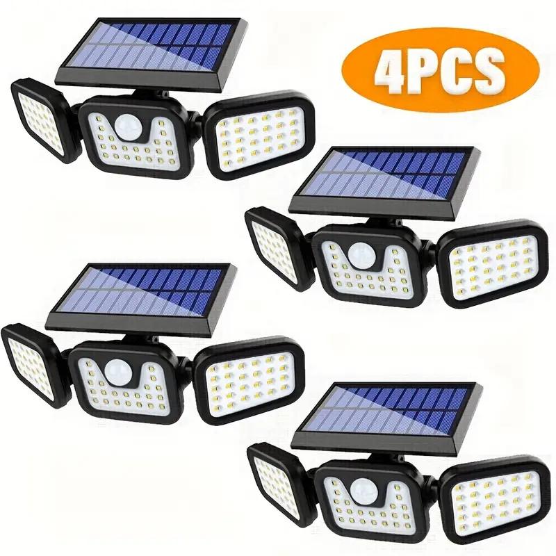 74 LED Solar Lights Outdoor with Motion Sensor Wall Lamp 3 Lighting Modes Waterproof Solar Security Floodlights  for Yard Garden