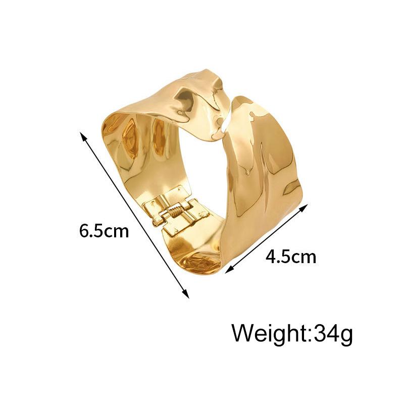 Punk Exaggerated Irregular Wide Opening Bracelets Fashion Gold Silver Color Glossy Metal Bangle For Women Party Daily Jewelry