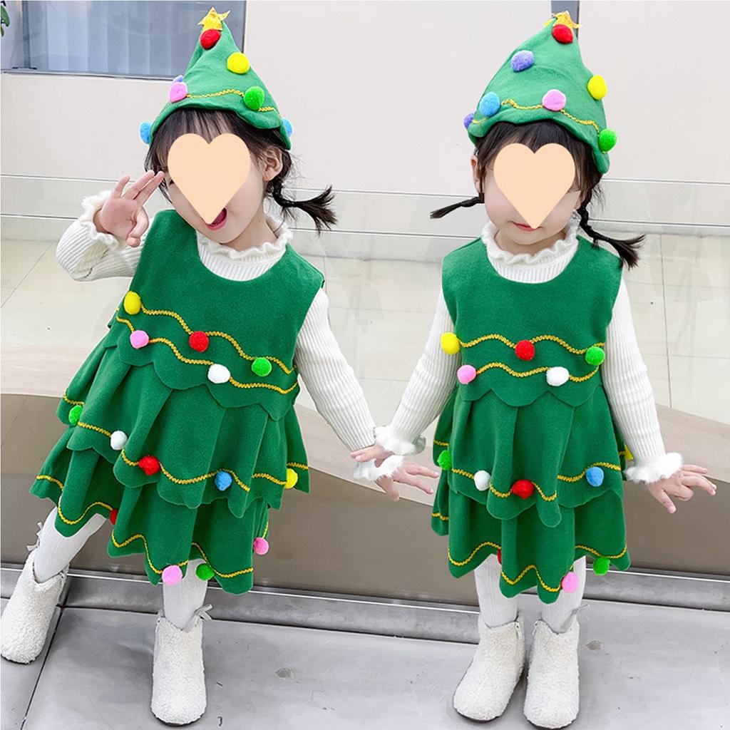 TUAHOUS Christmas Tree Cosplay Christmas Cute Santa Costume for Santa Cosplay for Girls and Santa Claus Costume with Perfect for Christmas School and