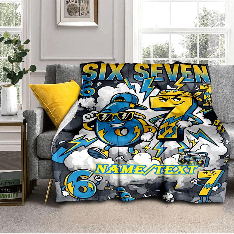 1PC Custom Name "Six Seven Adventure" Flannel Blanket Versatile,all-season Throw Suitable for the Living Room,bedroom,camping,travel,and Gift