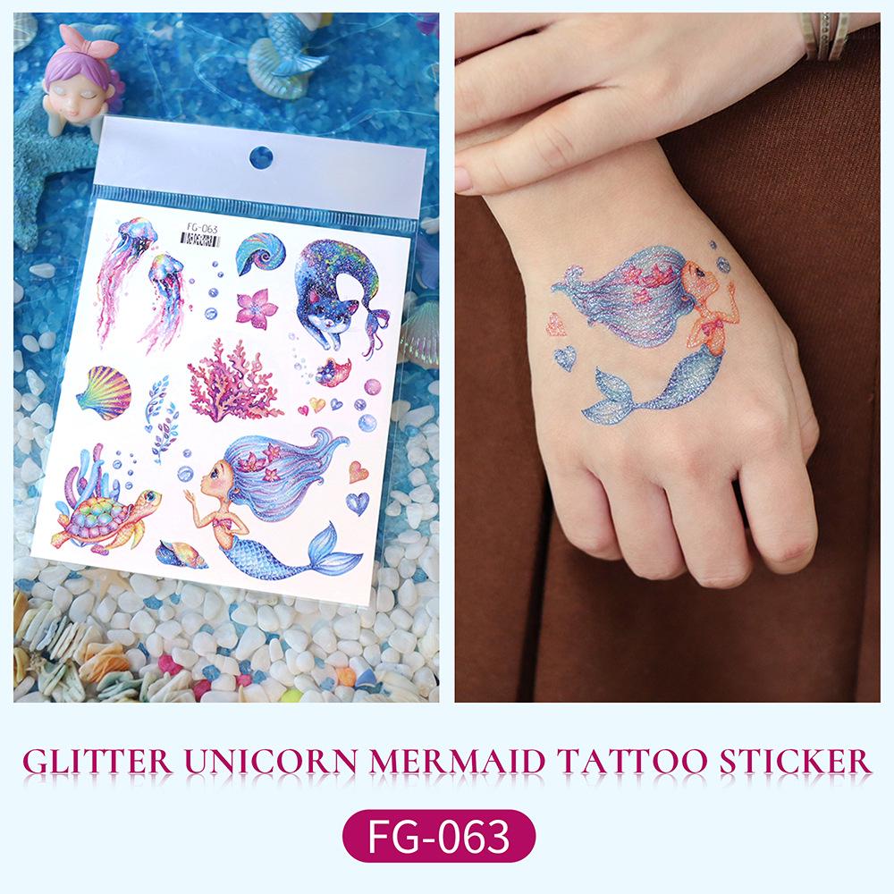 Children's Glitter Mermaid & Unicorn Waterproof Tattoo Stickers
