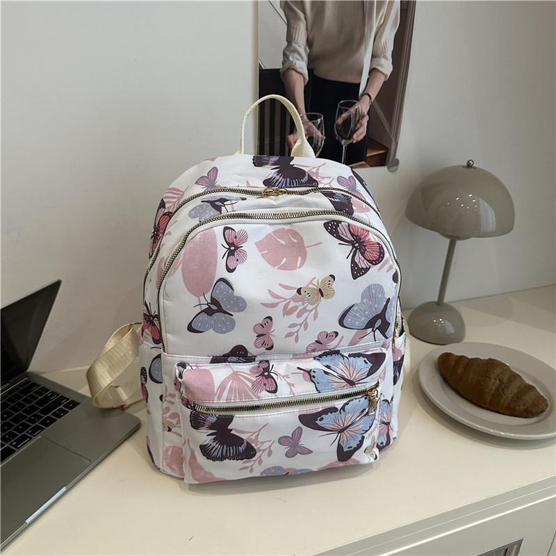Beautiful butterfly printing casual large-capacity student schoolbag going out for leisure commuting versatile backpack backpack