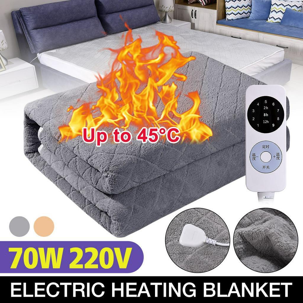 70W Pad Electric Heating Blanket Thermostat Mattress Bedding Winter Warmer Safety Home Heater