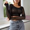 European & American Sheer Long Sleeve Women's Cover-Up - Sexy & Super Elastic New Style Shirt