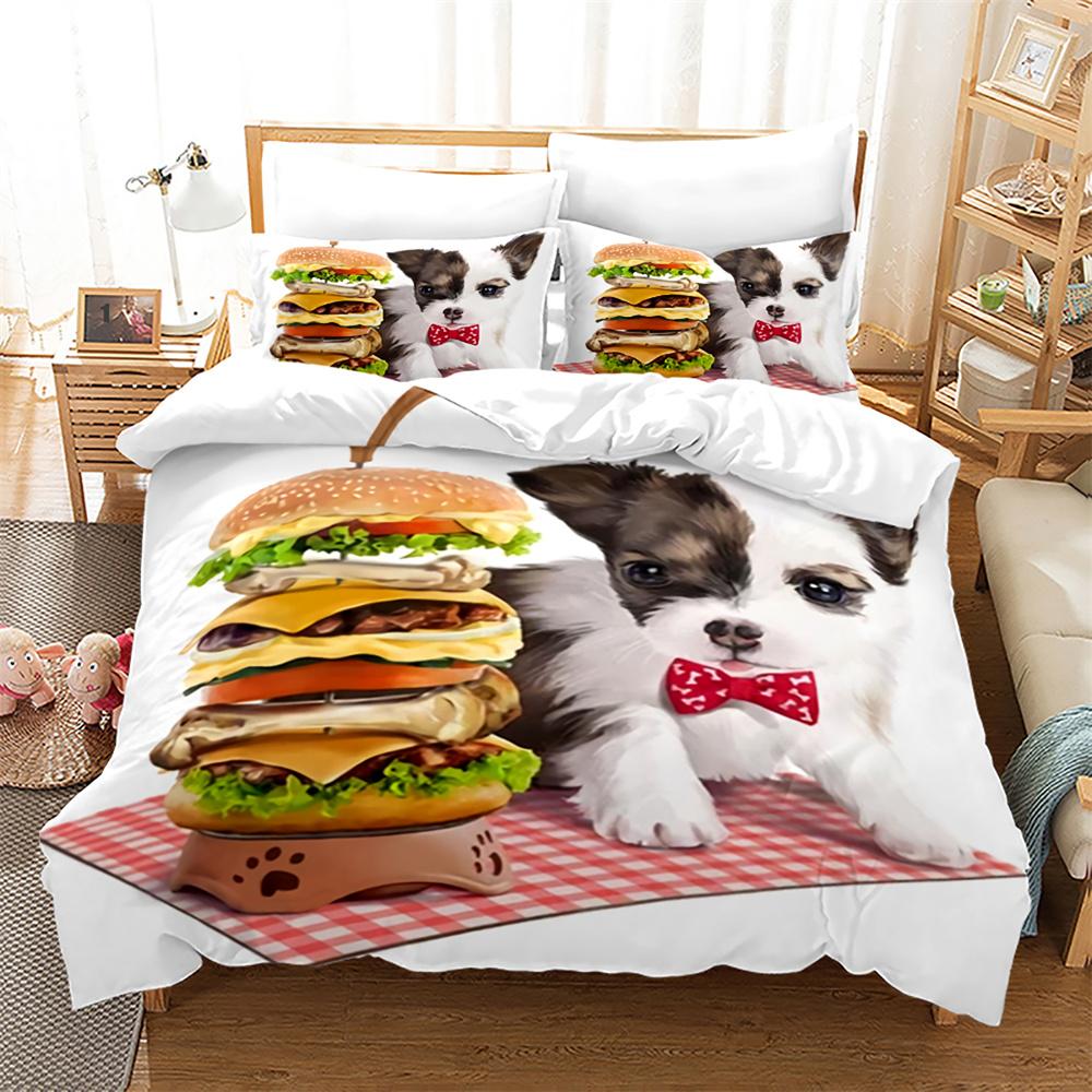 Dog Duvet Cover Set King Queen Full Size For Kids Boys Girls Polyester Cuet Animals Bedding Set Comforter Cover With Pillowcase