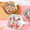 Creative Cartoon Animal Ceramic Plate With Handle Restaurant Household Vegetable Plate Western Food Plate Breakfast Plate Single Handle Baked Rice Pla