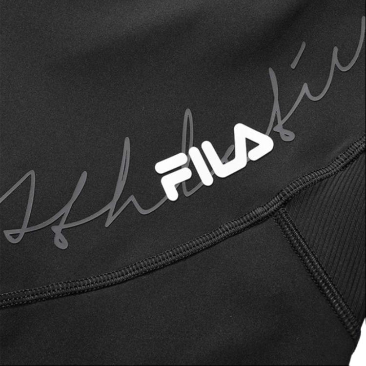 Fila SS22 Brand Logo Solid Color Breathable Cycling Shorts Women Shorts Black A11W221607F-BK