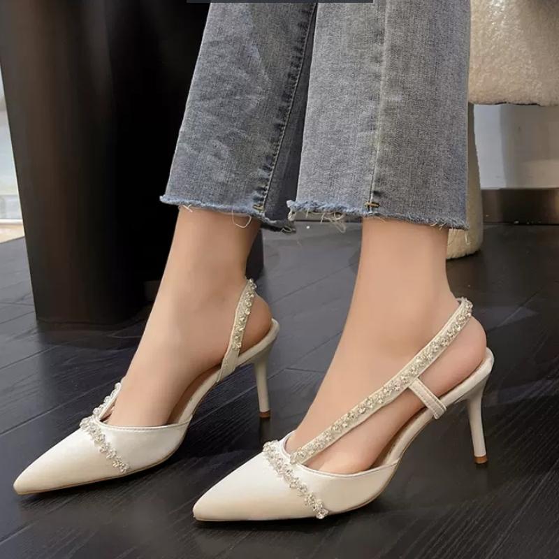 2024 Spring/Summer New skinny heel back hollow strap sexy temperament overhead sandals High-heeled shoes pumps women shoes