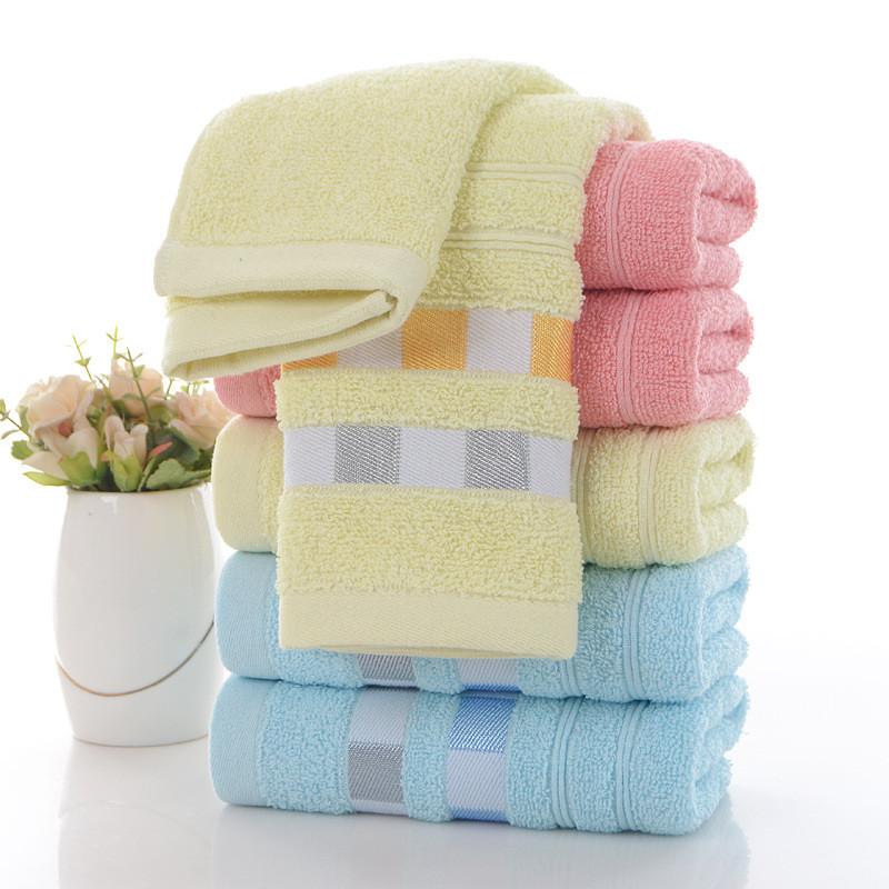 Premium Cotton Thick Absorbent Face Towel Soft Washcloth For Home Use In Blue Yellow And Pink