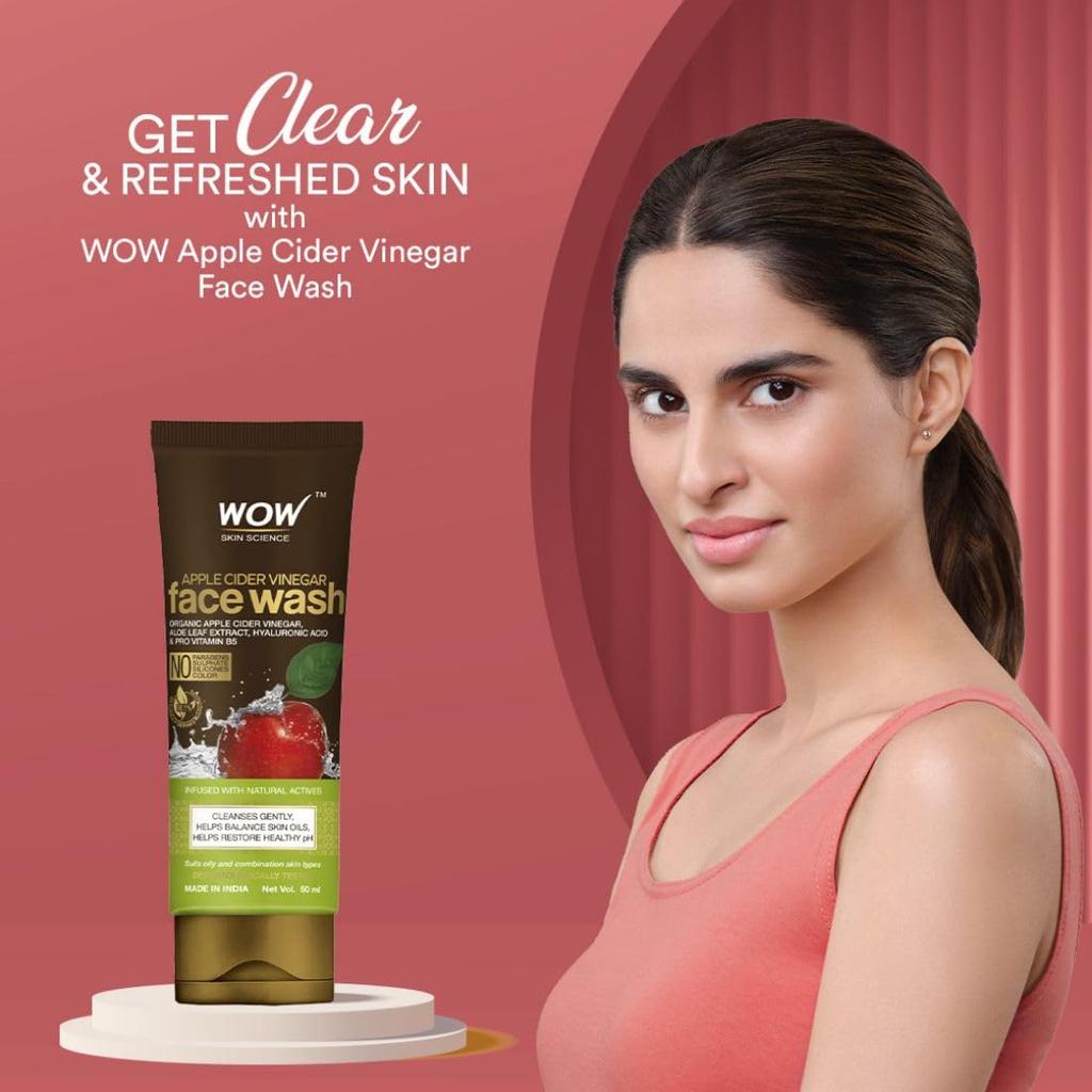 WOW Skin Science Apple Cider Vinegar Foaming Face Wash 100 Ml Deep Cleansing Face Cleanser For Oily Skin Aloe Hyaluron