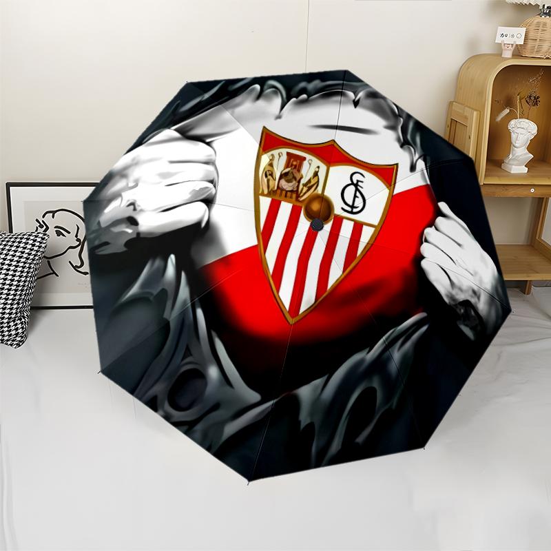 Seville logo Print Automatic Umbrella, 8 Rib Iron Frame, Plastic Handle, Suitable for Outdoor Travel &Daily , Ideal Gift