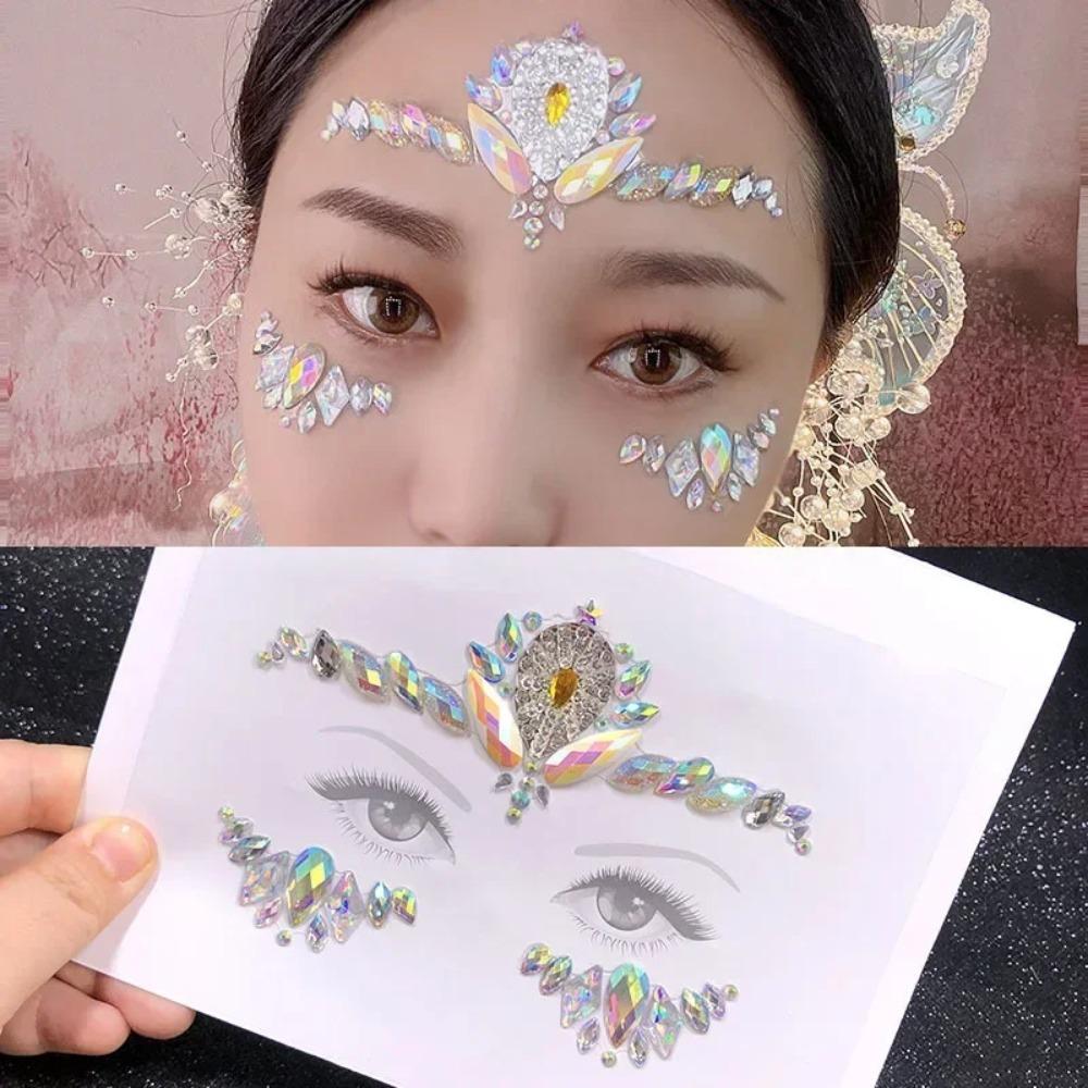 New Crystal Facial Eyebrow Sticker Eye Stickers Forehead Face Sticker Acrylic Gem Temporary Tattoo Party Rhinestone Makeup Tools