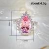 Luxury Female Pink Water Drop Zircon Ring Charm Silver Gold Color Wedding Rings For Women Small White Stone Engagement Ring