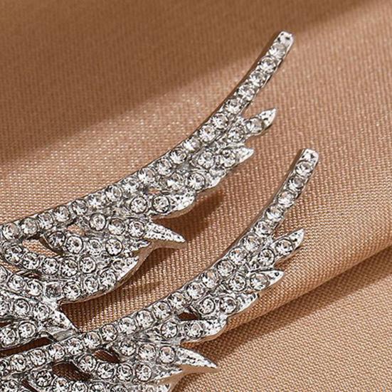 Women Alloy Brooch Pin, Wings Shape Lapel Badge with Sparkling Rhinestones, Brooch Versatile Accessory for Sweaters Collars Hats Bags Coats Scarves