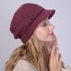 New Autumn and Winter Fleece Cap for Women Knitted Rabbit Fur Thread  Warm  Fashionable and Cold Proof Beret Hood