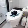 Cat Toilet Stickers Waterproof Toilet Tank Lid Decals Cartoon Black Cat Toilet Seat Cover Sticker for Bathroom Restroom Door Wall Decor