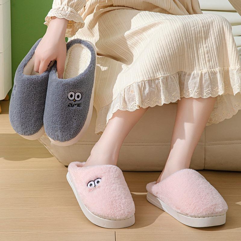 Cotton Slippers Women's Autumn and Winter Indoor Home Use Plush Warm Wear-resistant and Comfortable Couple Plush Shoes Men