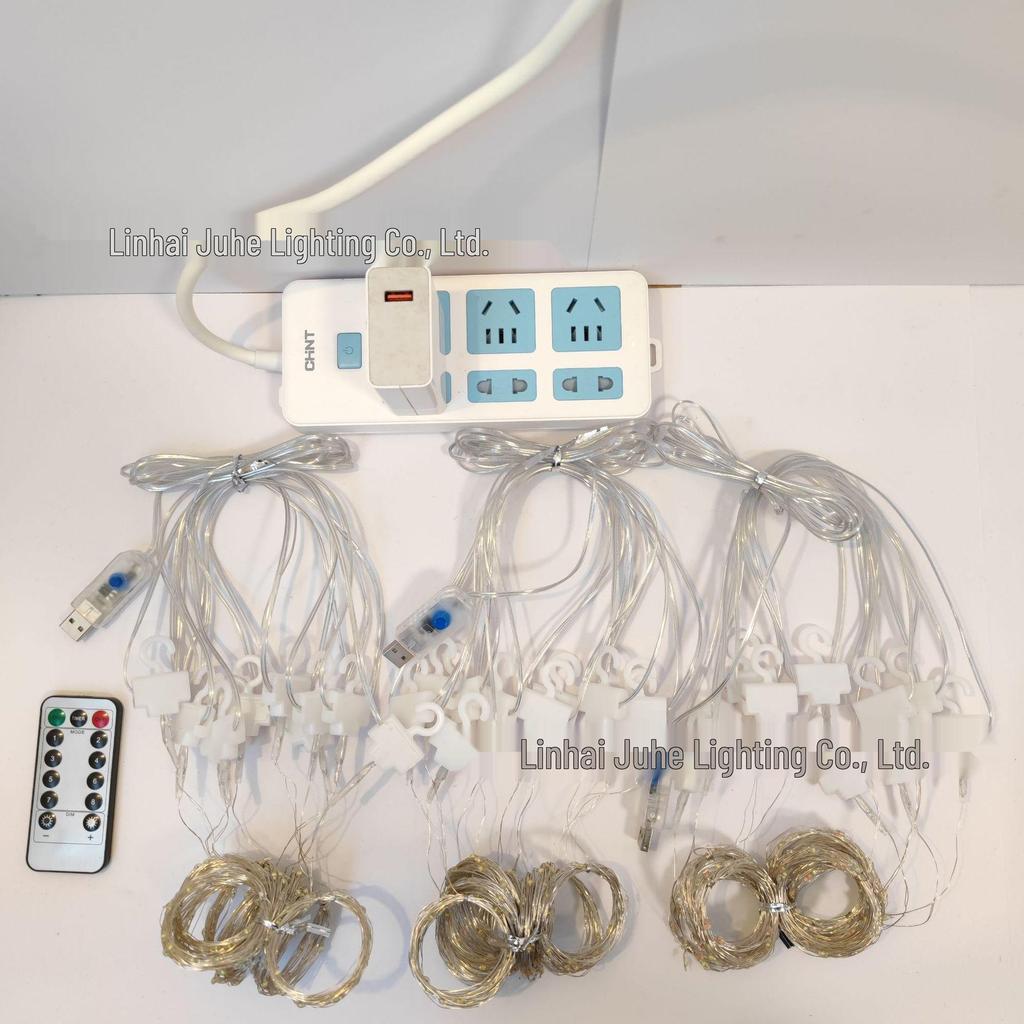 LED Copper Wire Curtain String Lights with USB & Remote, 3x3m, for Christmas, Wedding, Bedroom Decor
