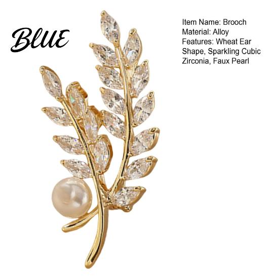 Decorative Scarf Clip Women Brooch Sparkling Cubic Zirconia Wheat Ear