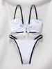 2024 Europäischer & Amerikanischer Farbblock Schnür-Bikini mit niedriger Taille