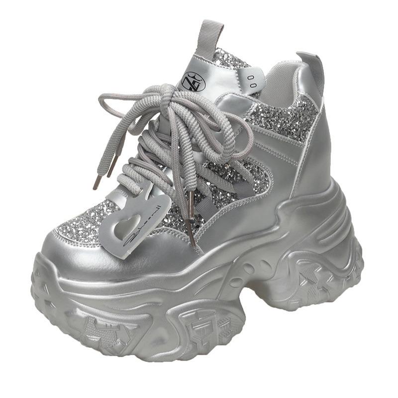 Buty tatusia damskie jesienne nowe muffin gruba podeszwa wewnętrzne podwyższenie wysokości buty damskie cm podwyższenie wysokości buty sportowe fala