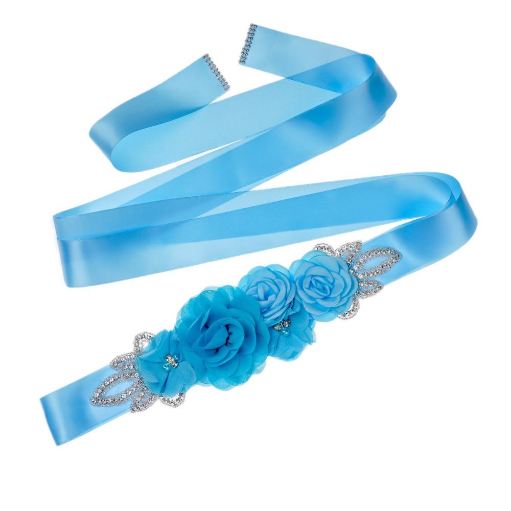 Creative Wedding Flower Waistband Rhinestone Beaded Floral Applique Sash Bridal Dress Accessories