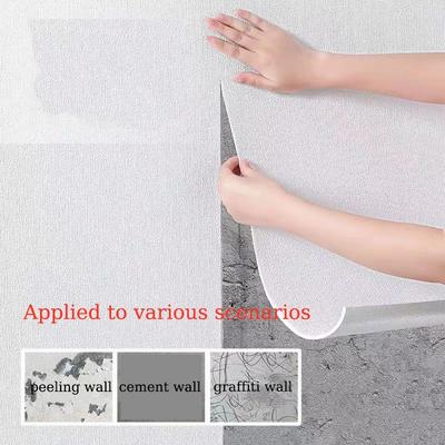 White 3D Wall Sticker Linen Texture Thicken Self-Adhesive Waterproof Wallpaper For Bedroom Wall Home Decoration Anti-collision