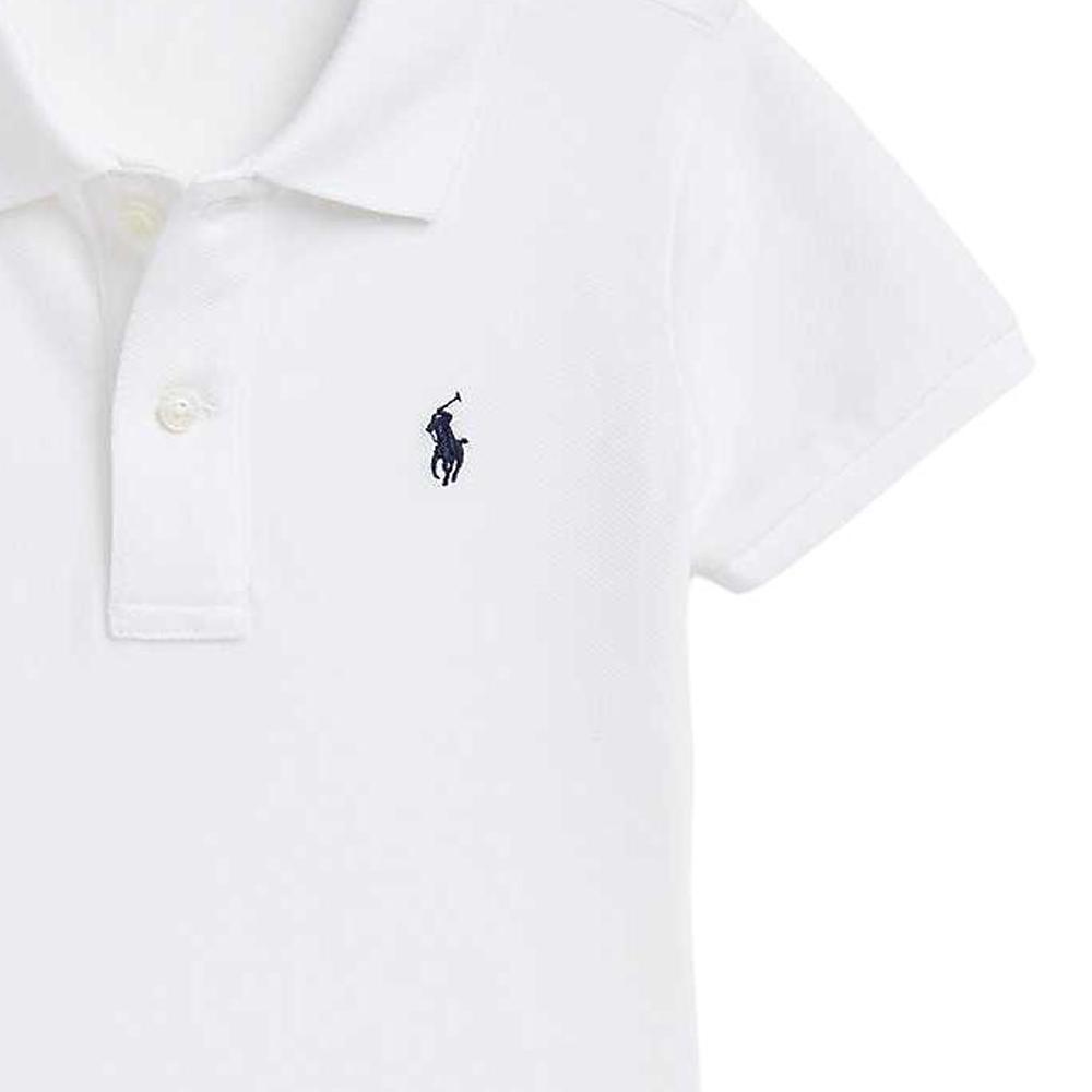 Polo Ralph Lauren Dress Ss25 Nautical Style Mesh Polo Short Sleeve Kids Dresses White CWPODRSR3D20967-100